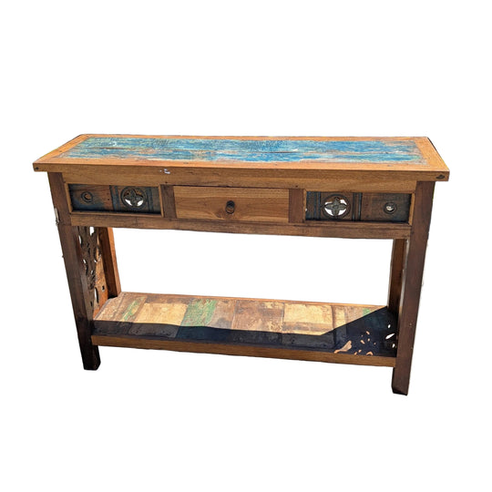 One Drawer Reclaimed Teak Sideboard with Open Base Shelf