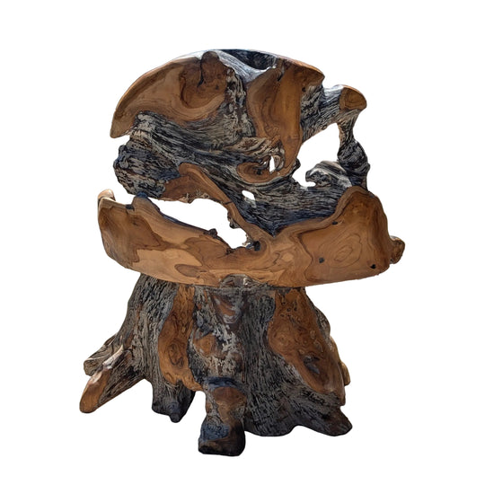Teak Root Chair with Single Leg Base (No Arms)