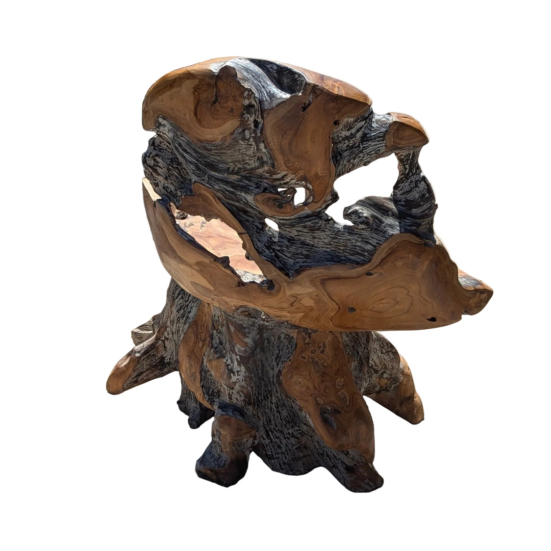 Teak Root Chair with Single Leg Base (No Arms)