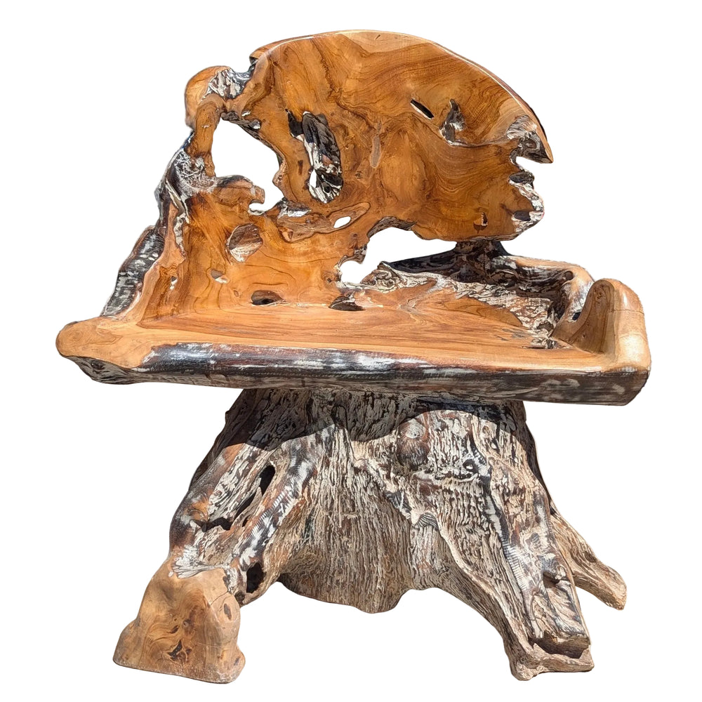 Teak Root Chair with Single Leg Base (No Arms)