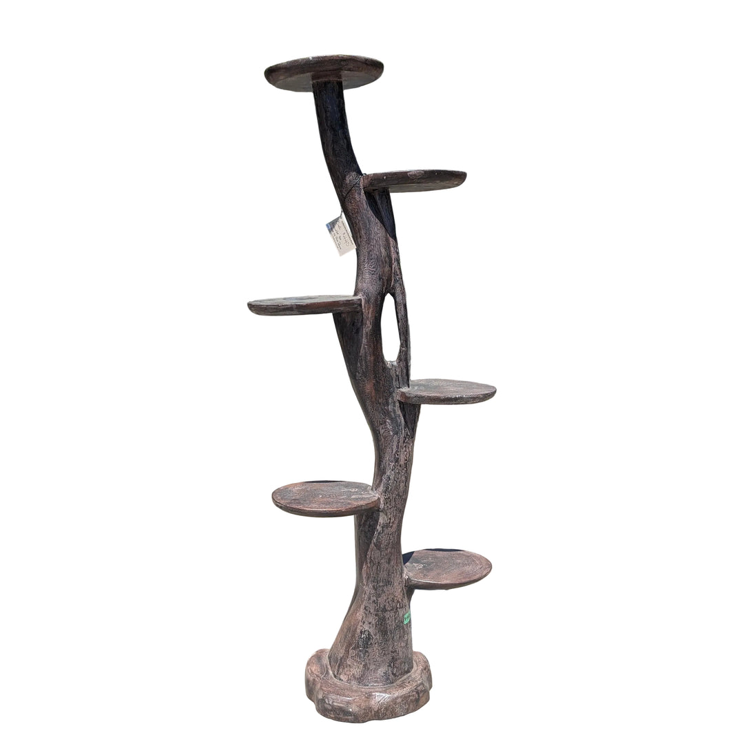 Thick Branch Teak Display Tower Stand