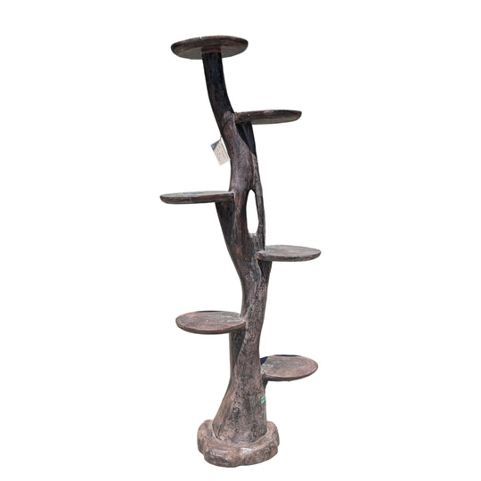 Thick Branch Teak Display Tower Stand