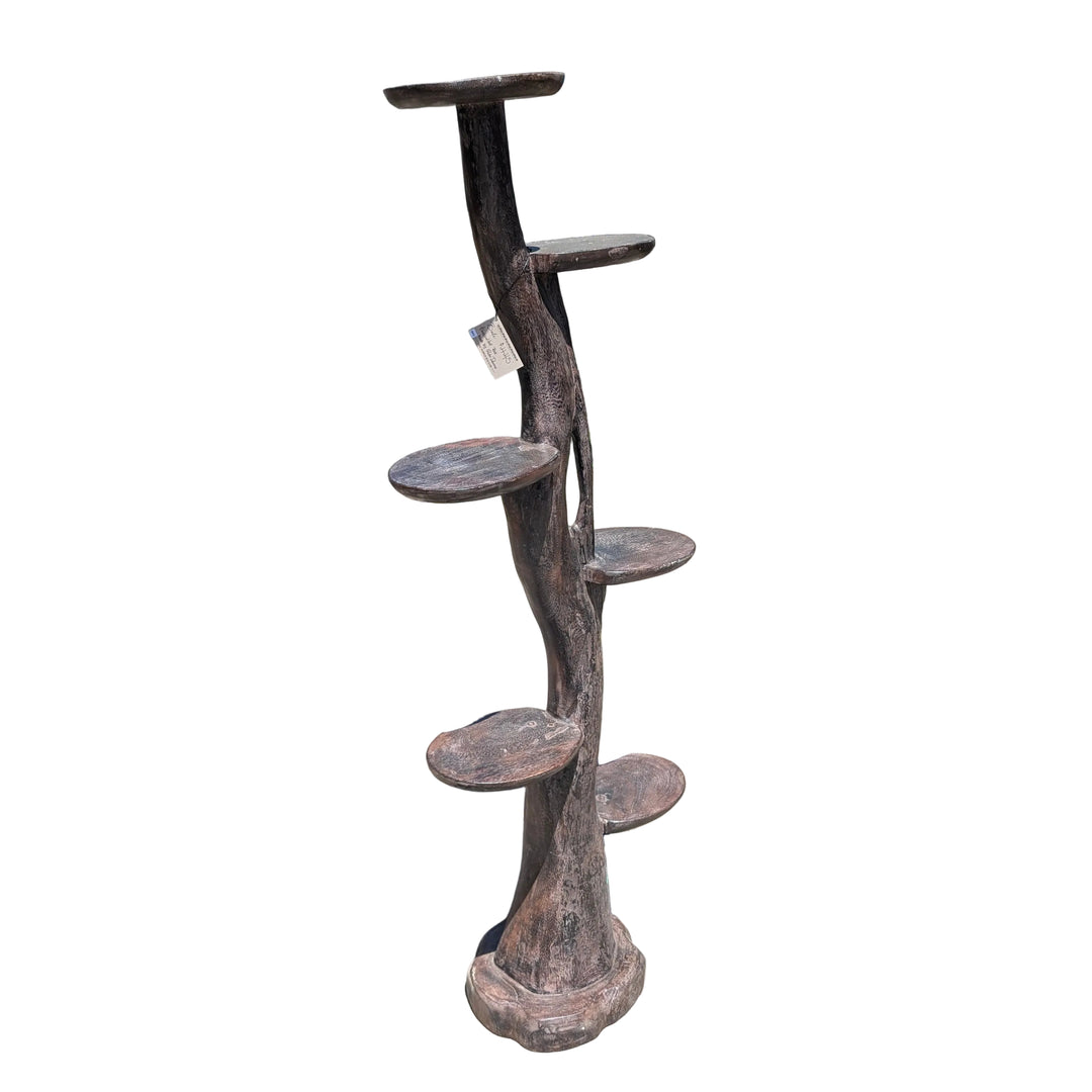 Thick Branch Teak Display Tower Stand