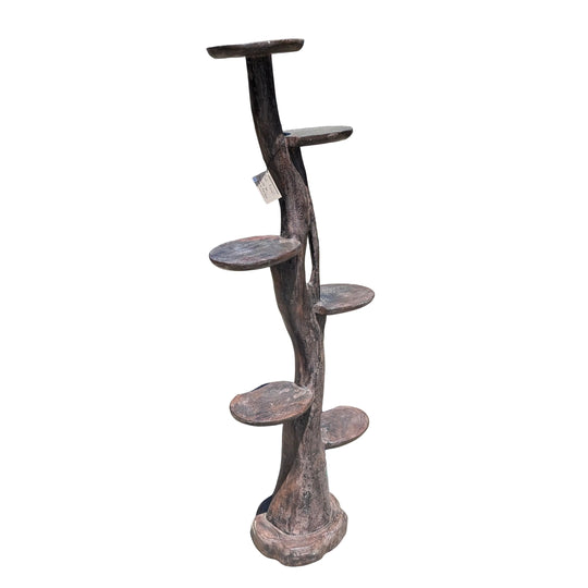 Thick Branch Teak Display Tower Stand