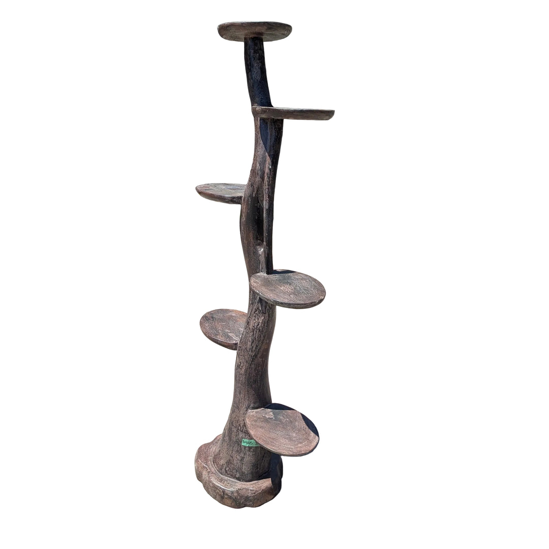 Thick Branch Teak Display Tower Stand