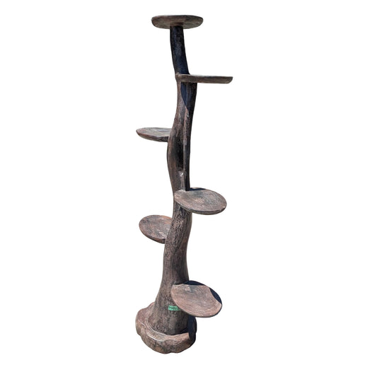 Thick Branch Teak Display Tower Stand