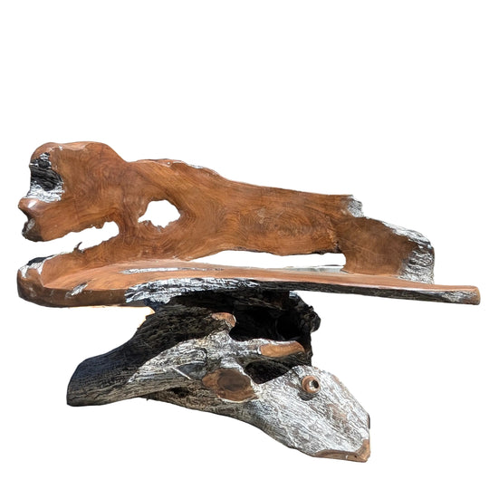 Teak Root Bench with Single Leg Base