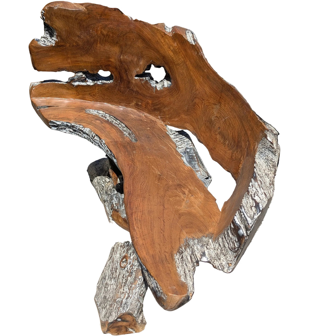 Teak Root Bench with Single Leg Base