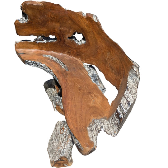 Teak Root Bench with Single Leg Base