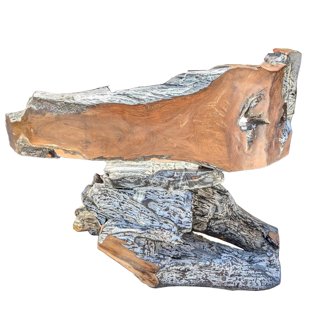 Teak Root Bench with Single Leg Base
