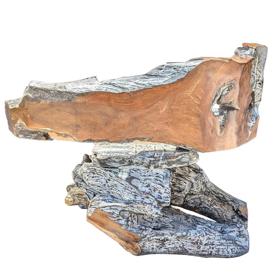 Teak Root Bench with Single Leg Base