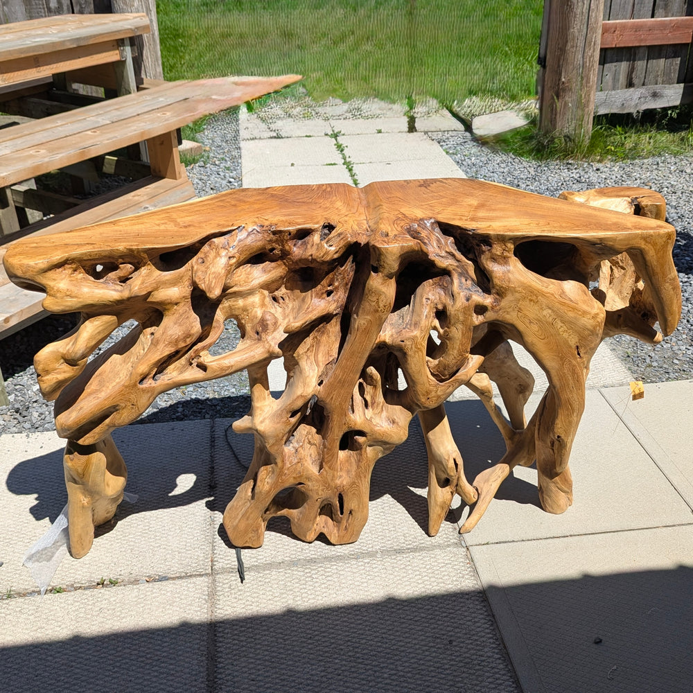 Natural Teak Root Console Table