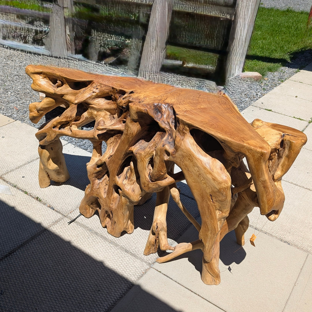 Natural Teak Root Console Table