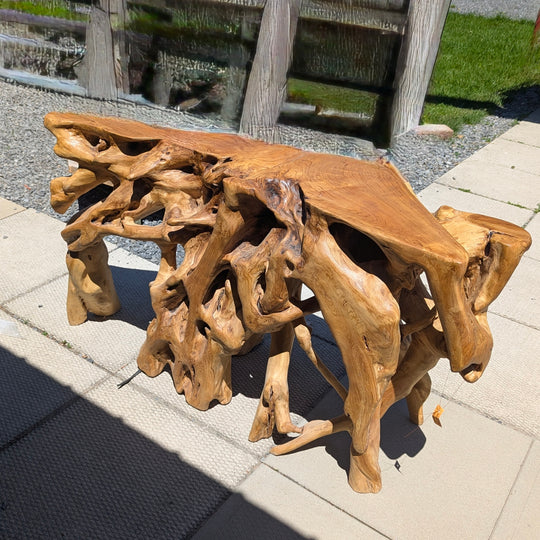 Natural Teak Root Console Table