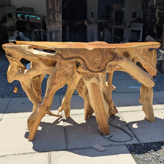 Natural Teak Root Console Table