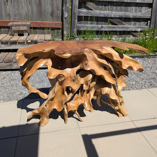 Natural Teak Root Console Table