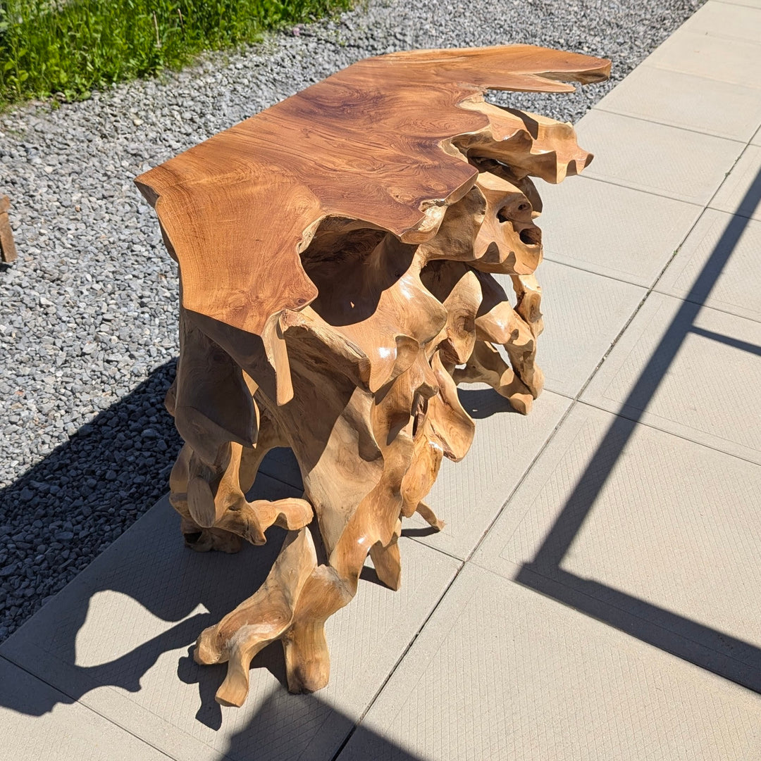 Natural Teak Root Console Table