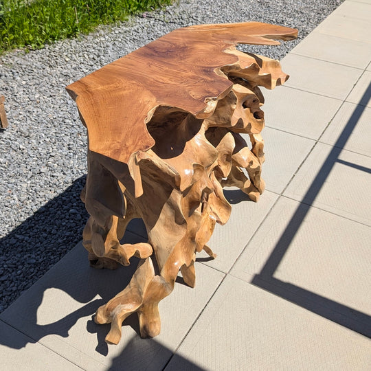 Natural Teak Root Console Table