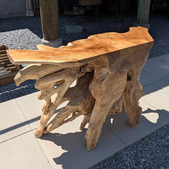 Natural Teak Root Console Table