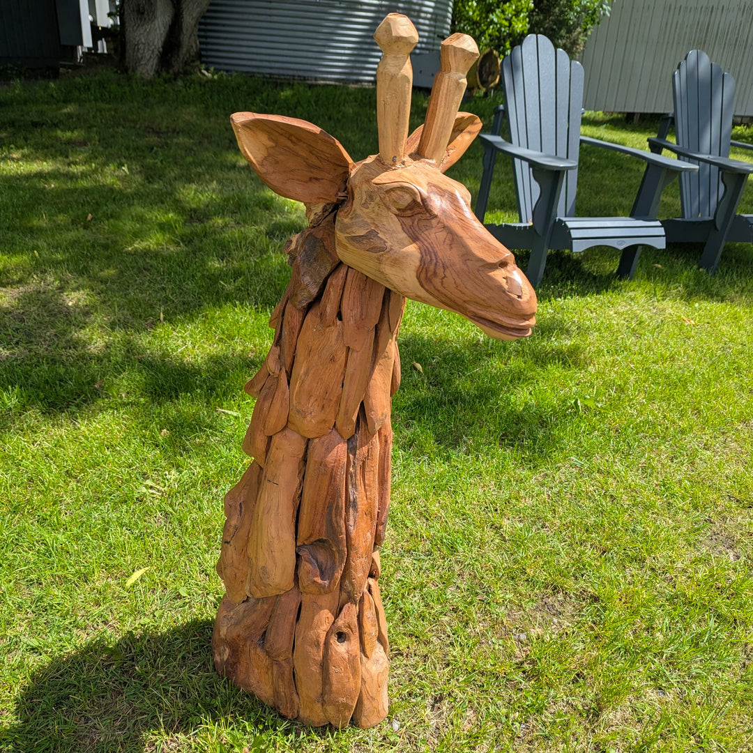 Teak Giraffe Head