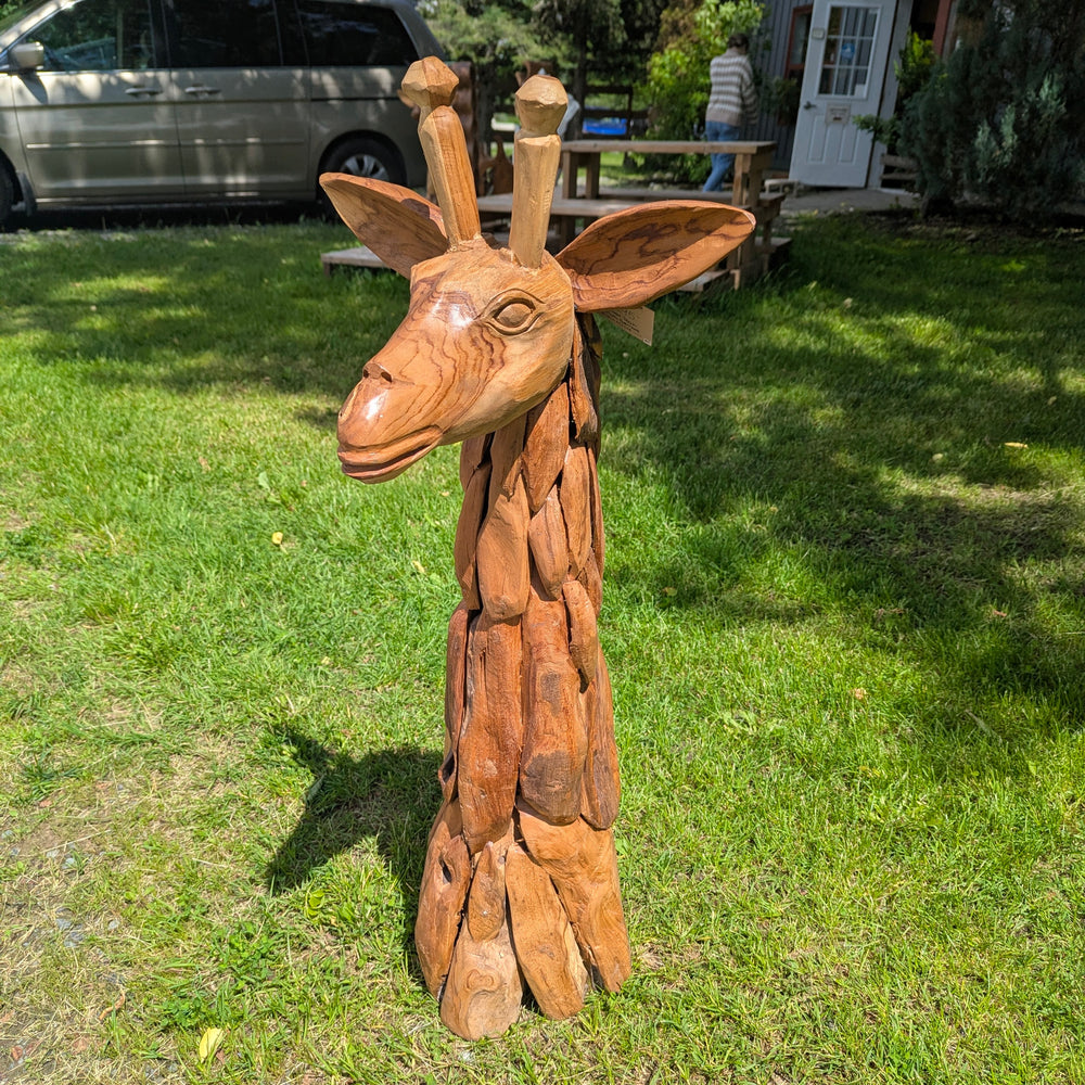 Teak Giraffe Head