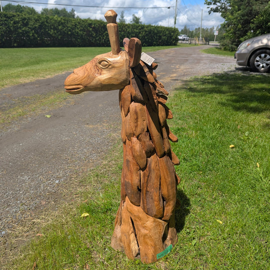 Teak Giraffe Head