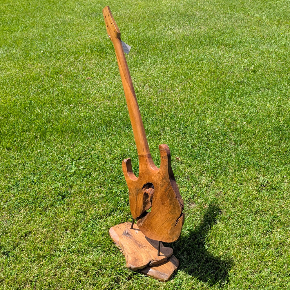 Teak Guitar Carving on Base