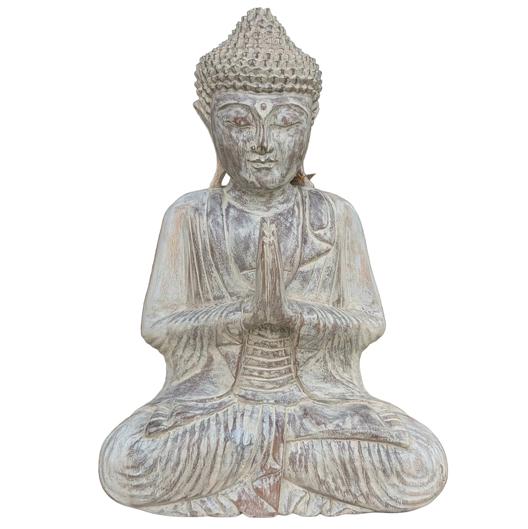 Praying Suar Wood Buddha