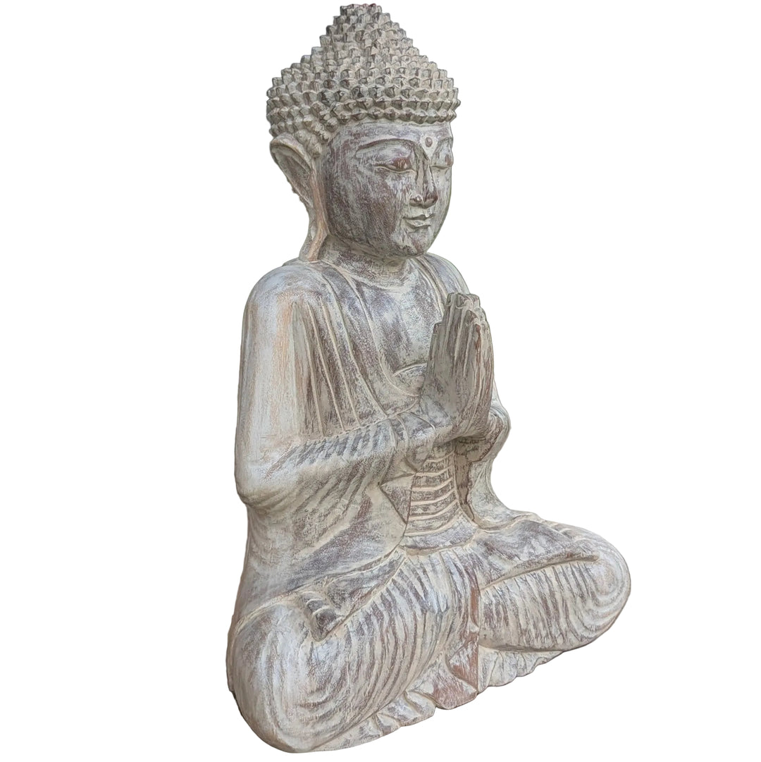 Praying Suar Wood Buddha