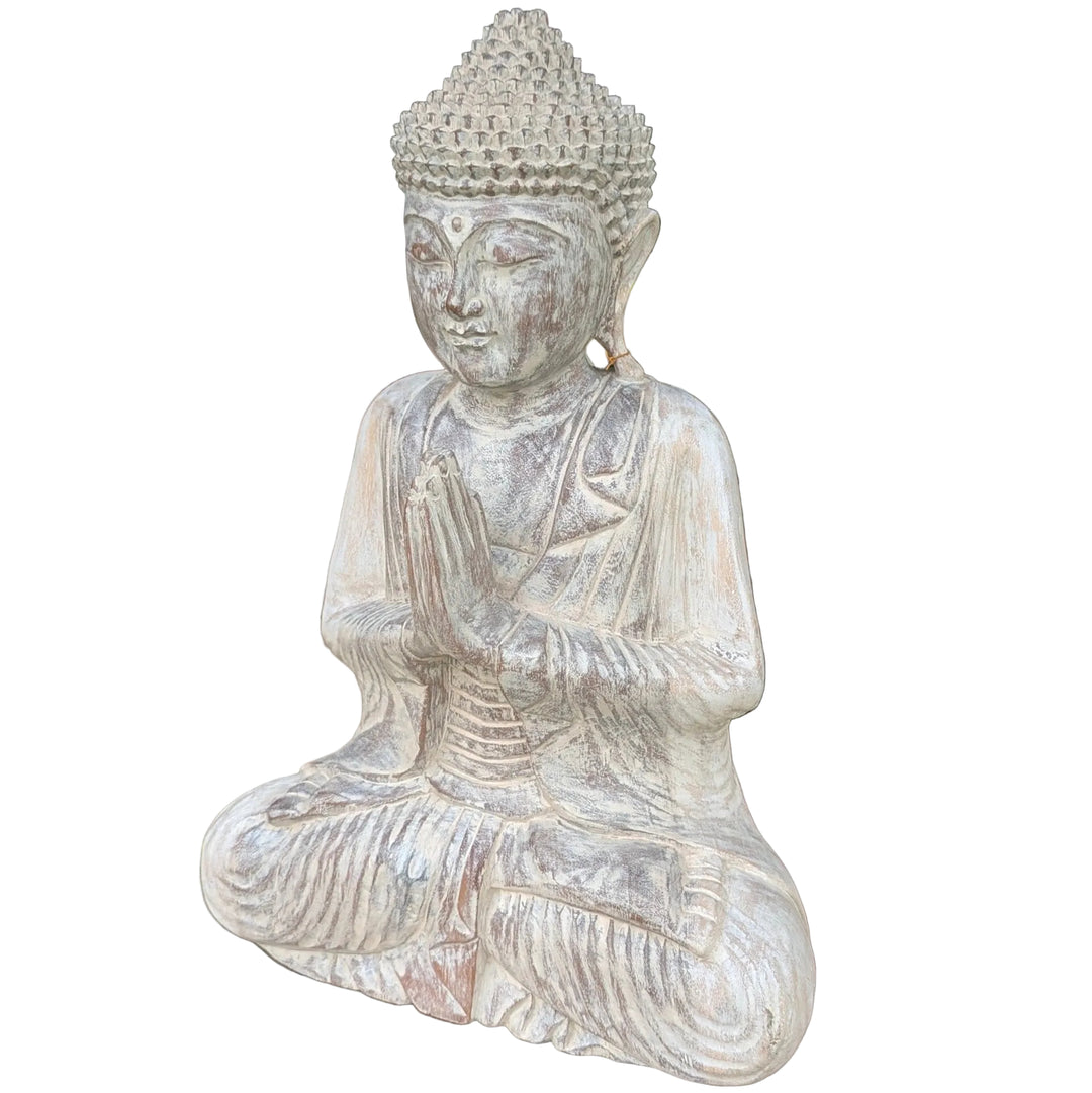 Praying Suar Wood Buddha