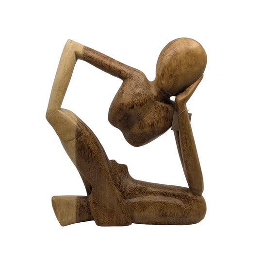 Thinking Person Suar Wood Sculpture Without Torso