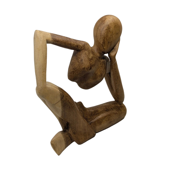 Thinking Person Suar Wood Sculpture Without Torso