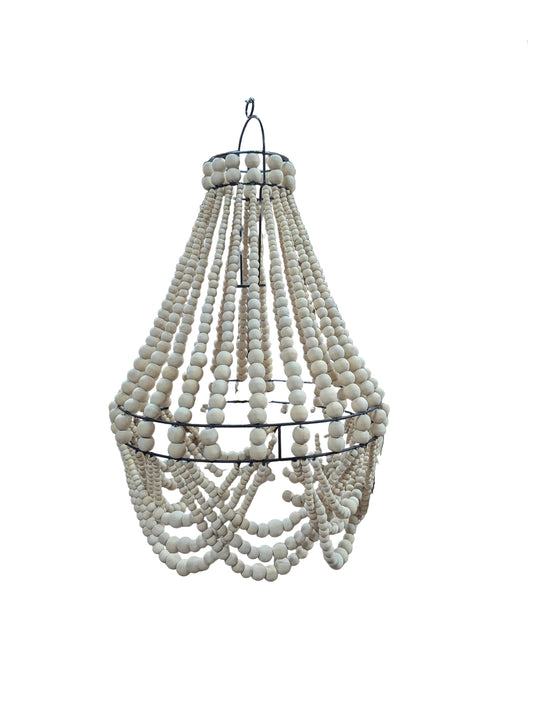 Boho Wood Bead "Cascade" Chandelier