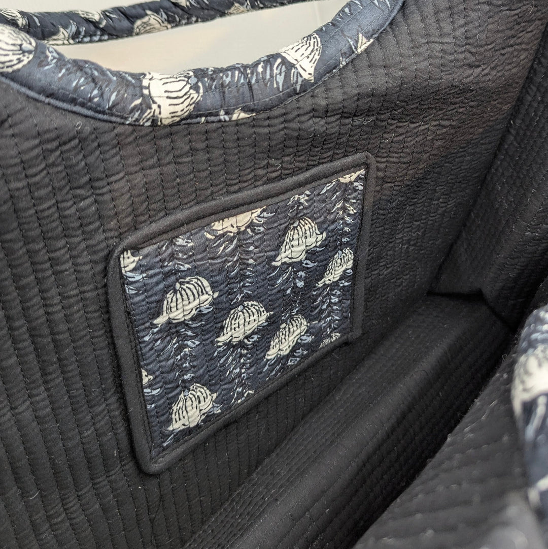 Quilted Cotton Tote Bag with Round Handles