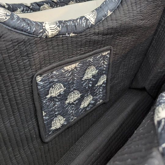 Quilted Cotton Tote Bag with Round Handles