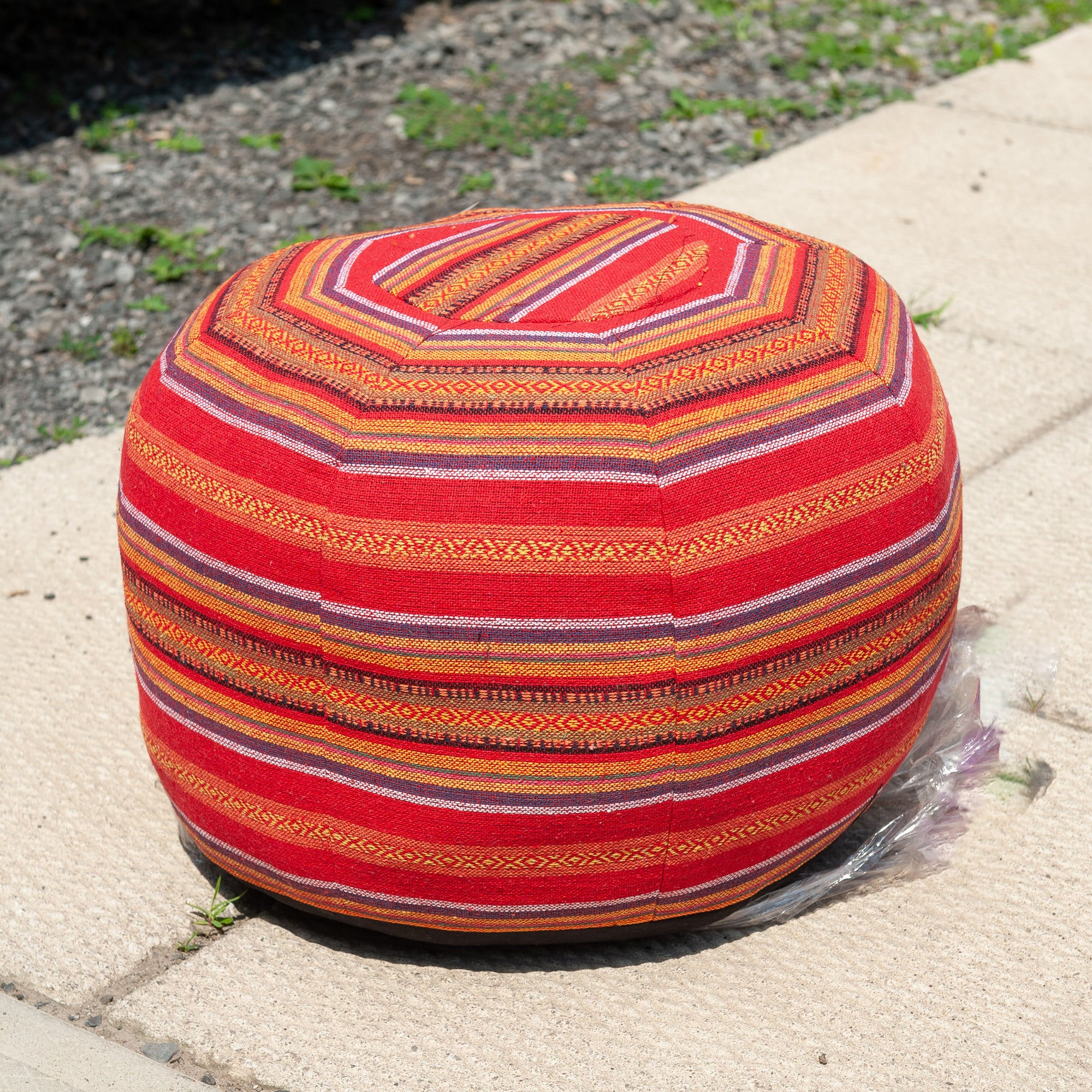 Cotton Weave Pouf - Red