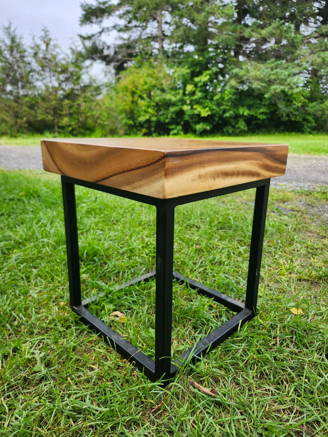 Sono Wood Block Stool with Iron Legs