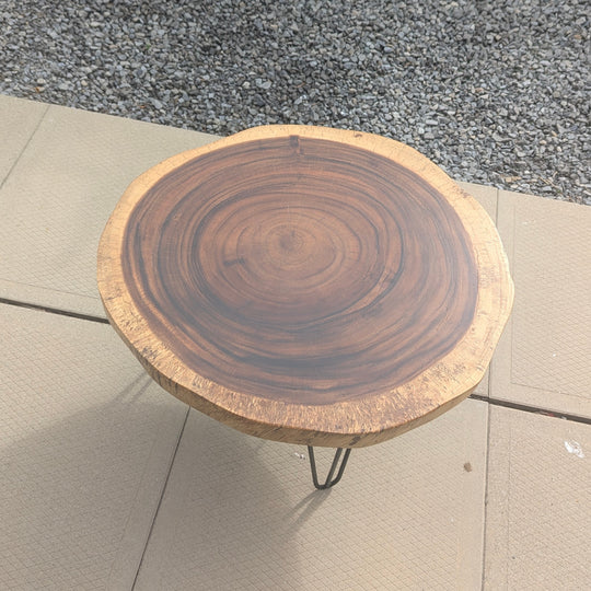 Round Sono Wood Coffee Table with Iron Legs