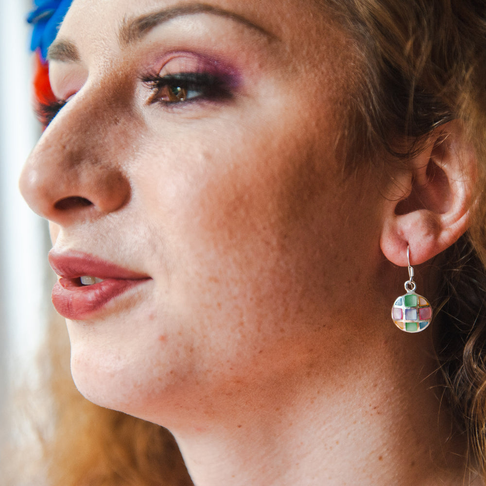 Thai Silver Coin Rainbow Earring