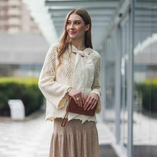 Knit Sweater With Tie Neck Detail