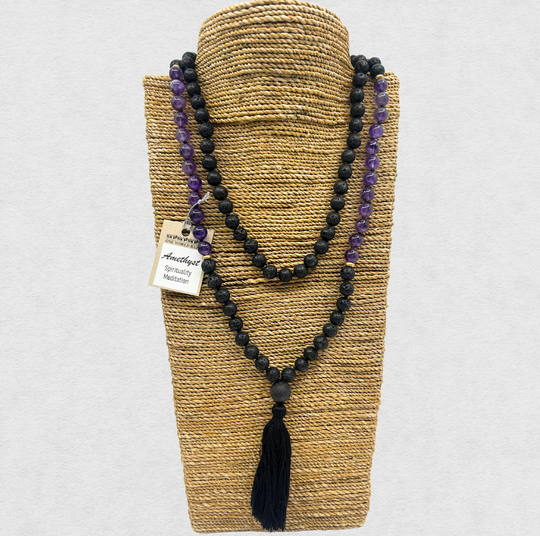 Collier Mala Pierre de Lave - Perles 8mm