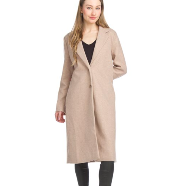 Lapel Single Breasted Coat with Pockets - Camel