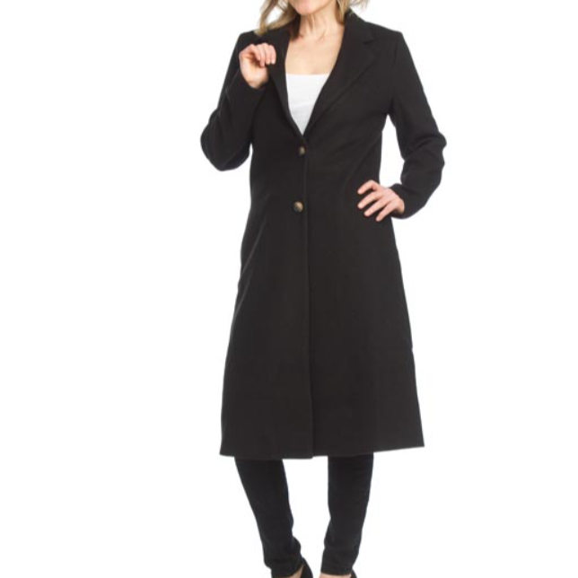 Lapel Single Breasted Coat with Pockets