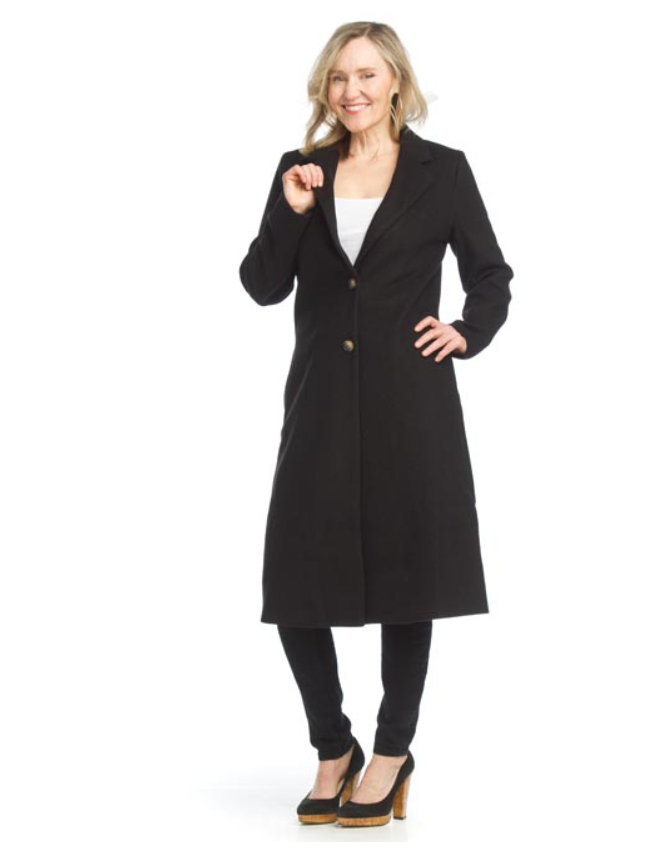 Lapel Single Breasted Coat with Pockets