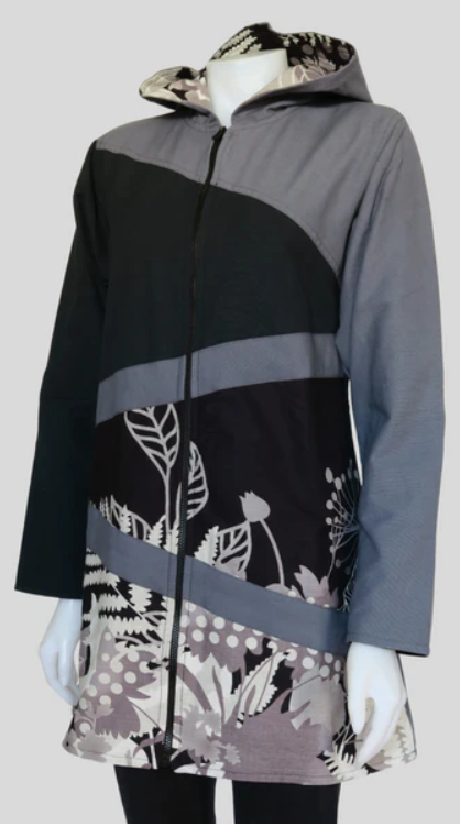 Multi Flower Canvas Fleece Lined Hoody Jacket