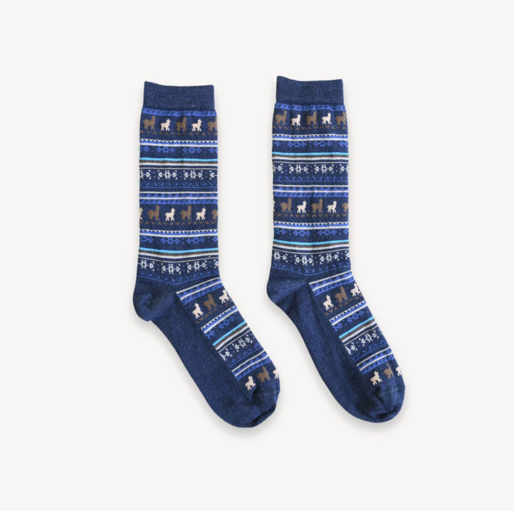 Print Alpaca Socks - Space Blue