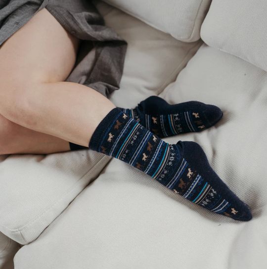 Print Alpaca Socks - Space Blue
