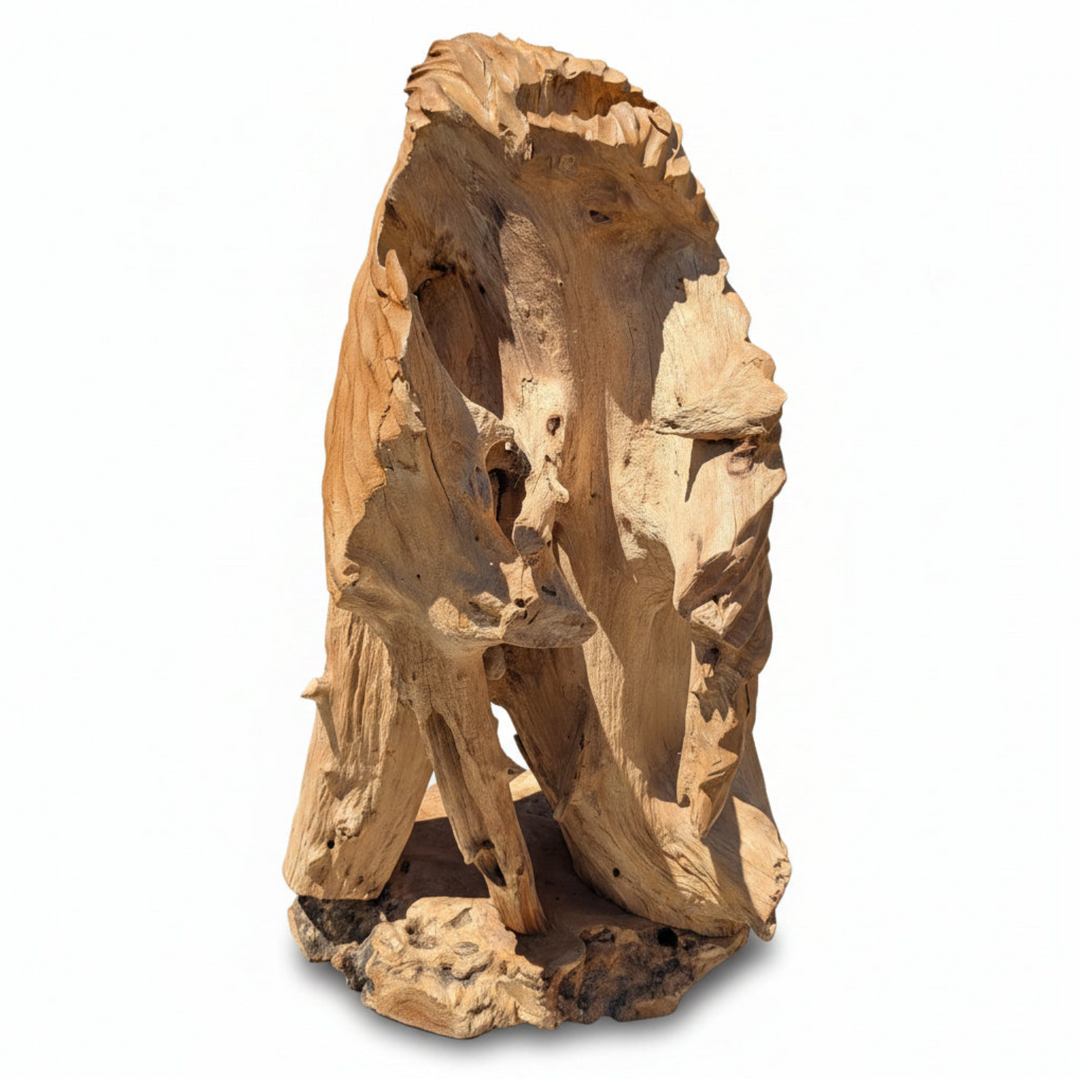 Eagle Head Teak Sculpture