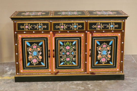Long Rajasthani Style Mango Wood Sideboard