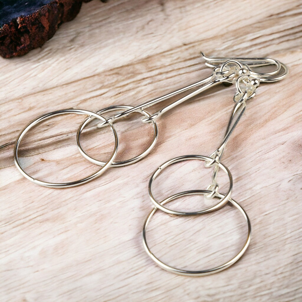 Sterling Silver Double Circle Dangle Earring